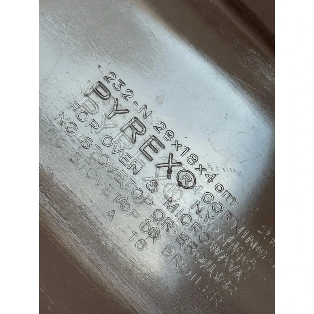 Pyrex 232-N Clear Glass Rectangular Baking Dish 28x18x4cm Corning USA Vintage